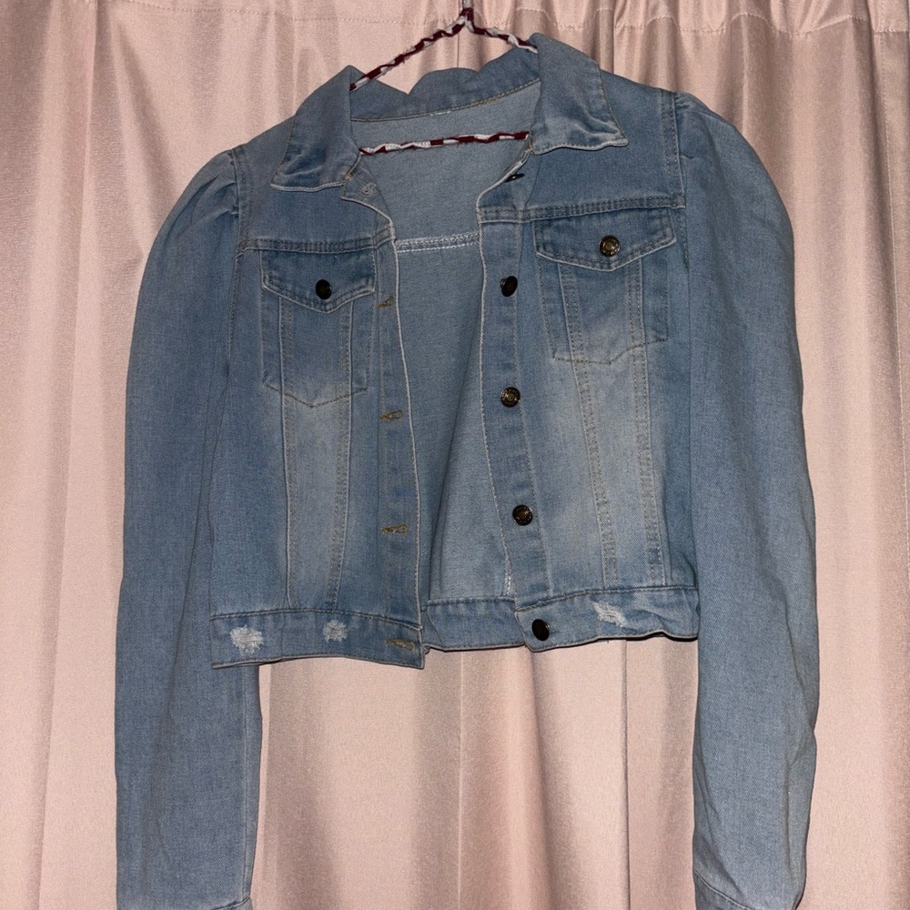 Vintage Puffed Sleeves Denim Jacket